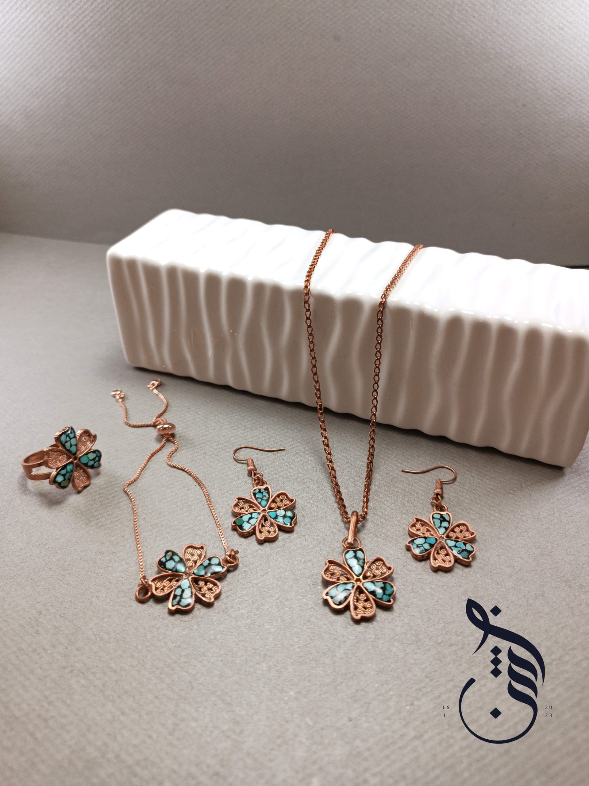 سرویس زیورآلات مس و فیروزه کوبی الیسا