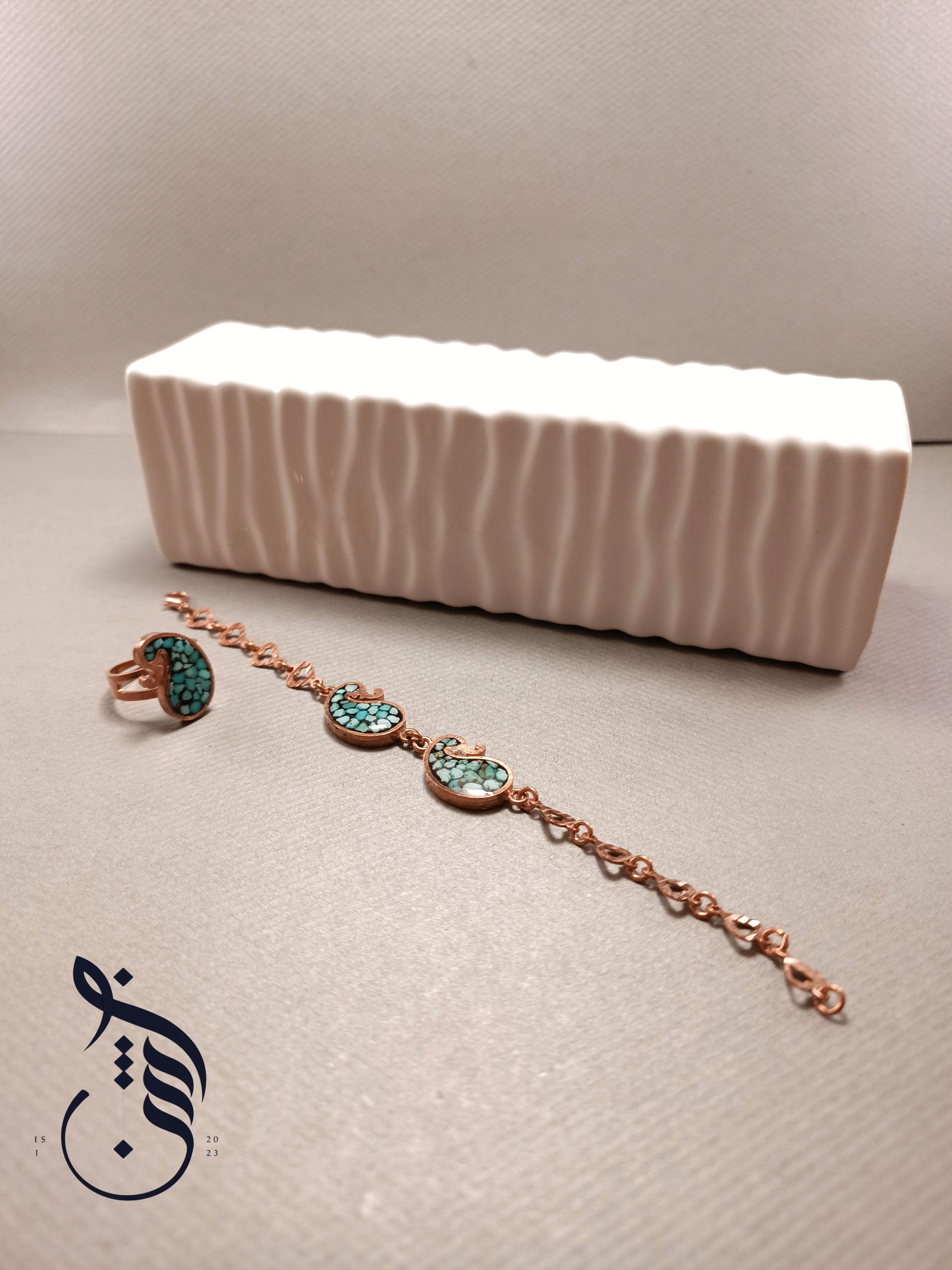 نیم ست مس و فیروزه کوبی حلیمه