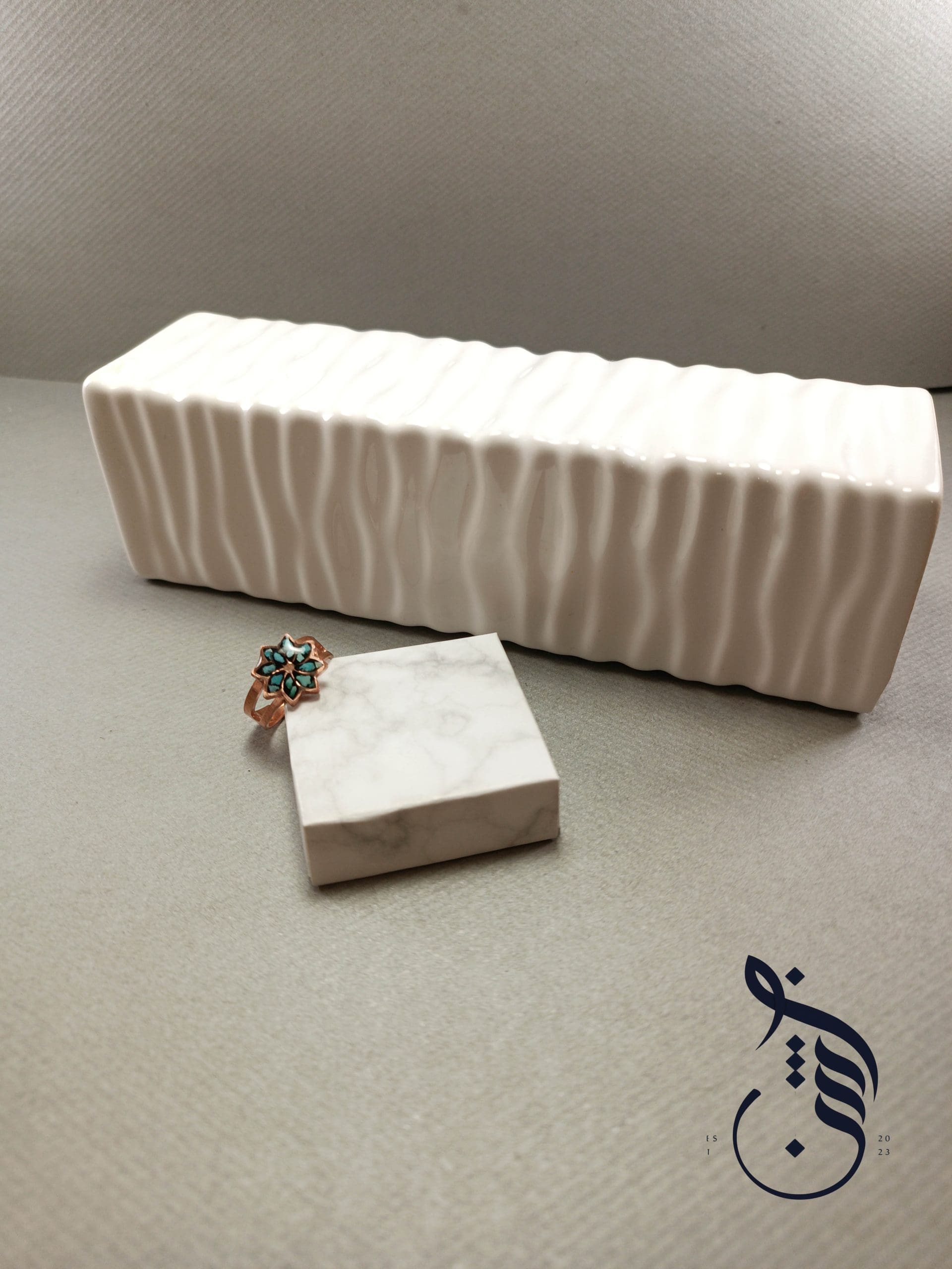 انگشتر مس و فیروزه کوبی تابناک