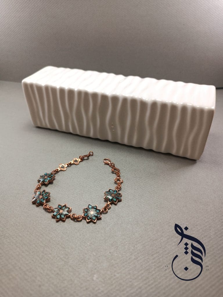 دستبند مس و فیروزه کوبی تابناک