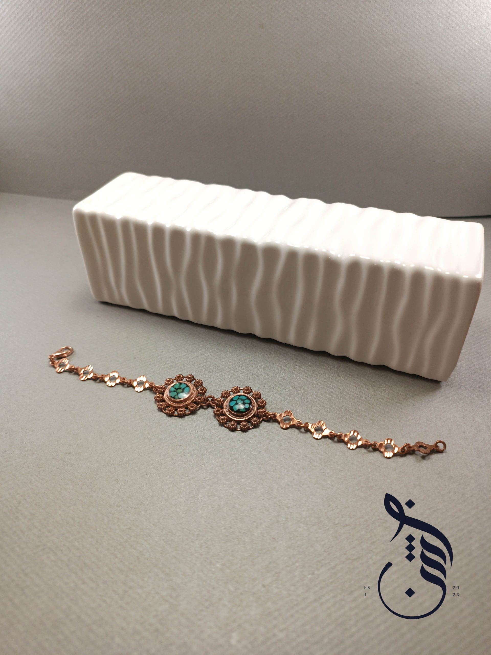 دستبند مس و فیروزه کوبی گشنیزی