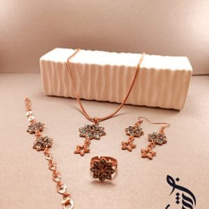 سرویس زیورآلات مس و فیروزه کوبی تاج بانو