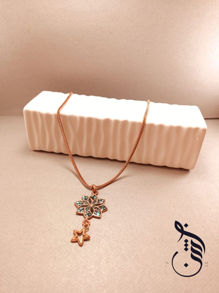 گردنبند مس و فیروزه کوبی تاج بانو