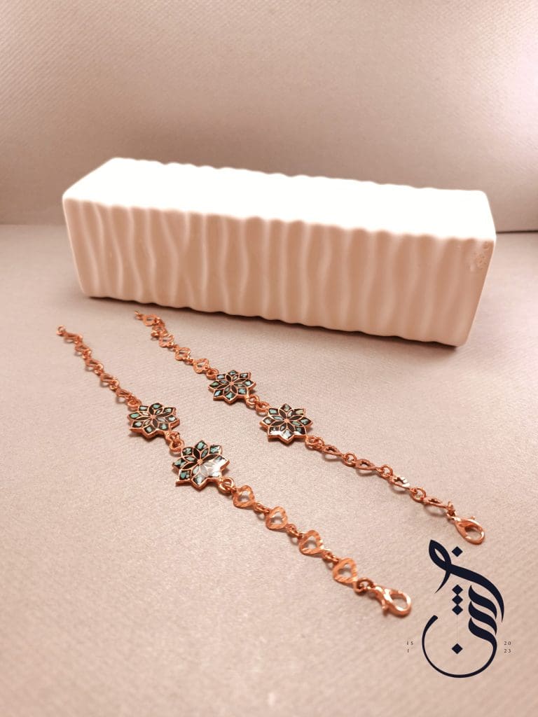 دستبند مس و فیروزه کوبی تاج بانو