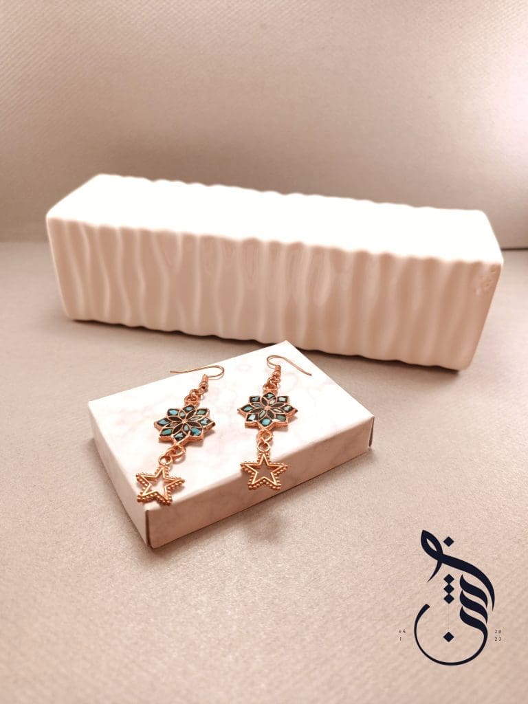 گوشواره مس و فیروزه کوبی تاج بانو