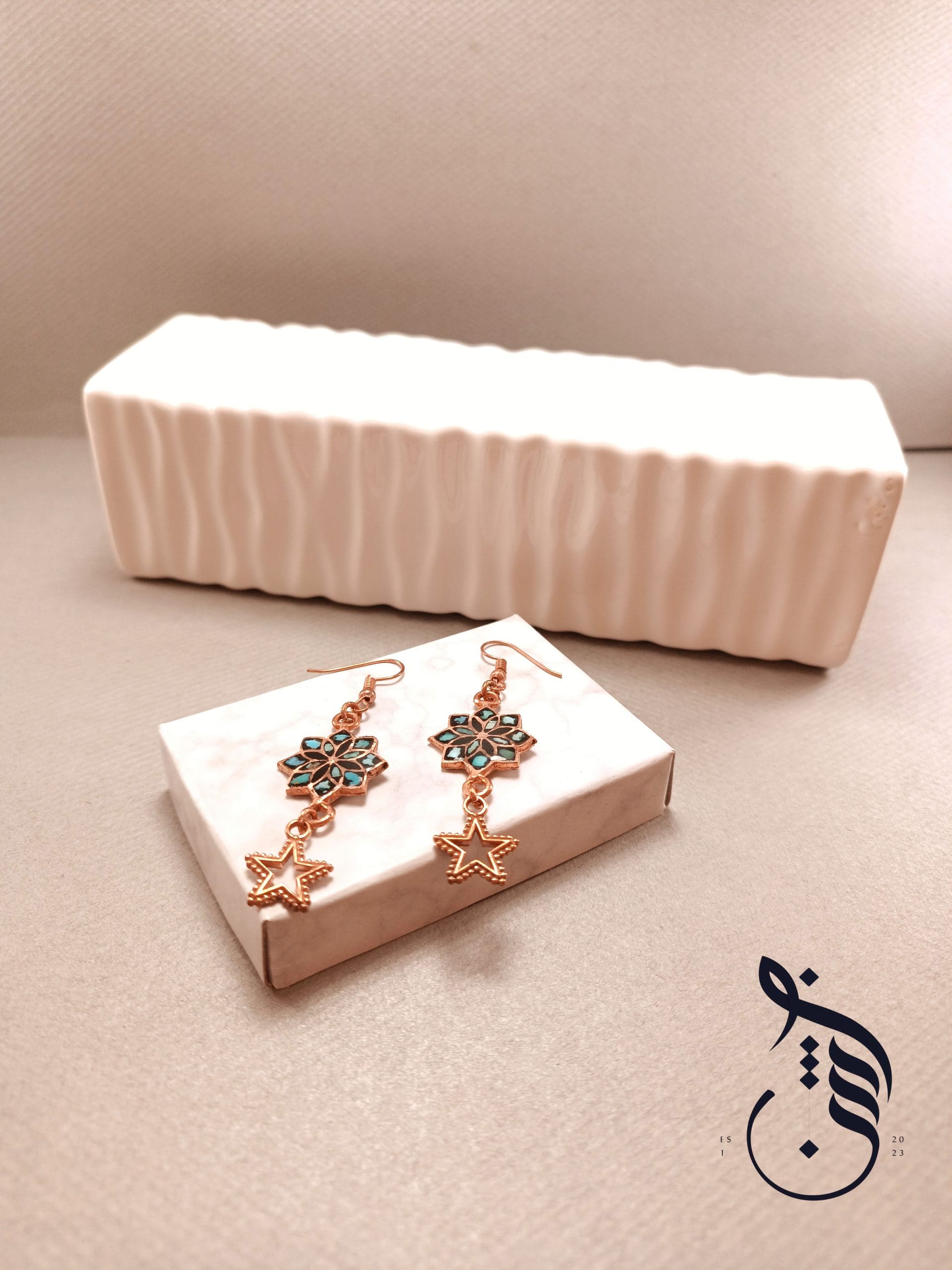 گوشواره مس و فیروزه کوبی تاج بانو