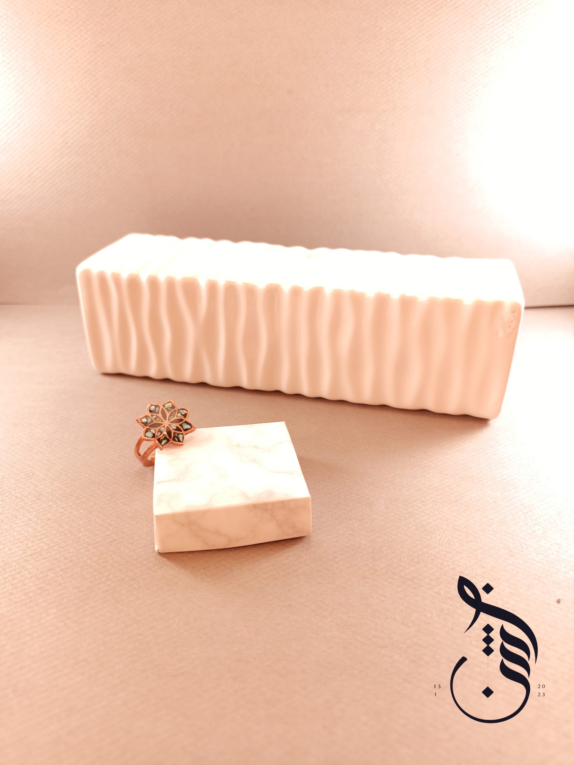 انگشتر مس و فیروزه کوبی تاج بانو