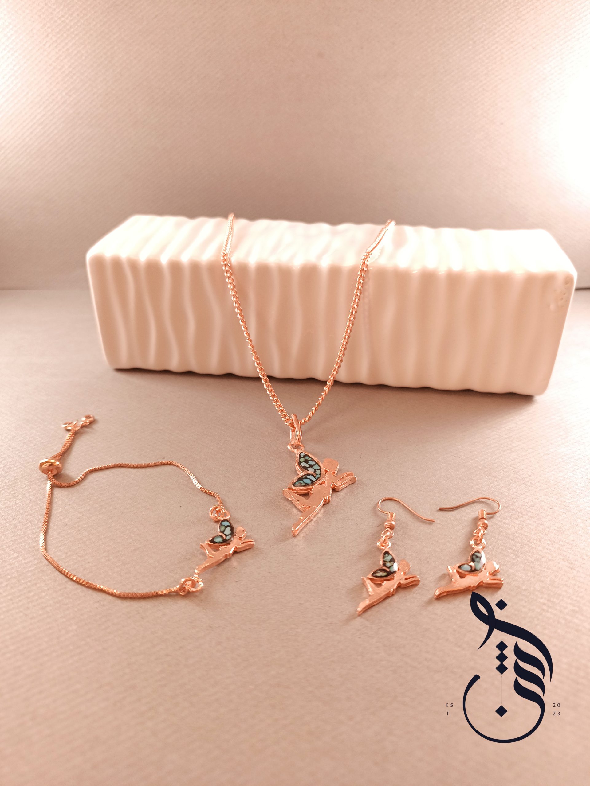 نیم ست مس و فیروزه کوبی فرشته