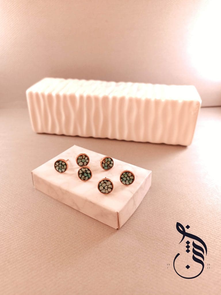 گوشواره مس و فیروزه کوبی میخی