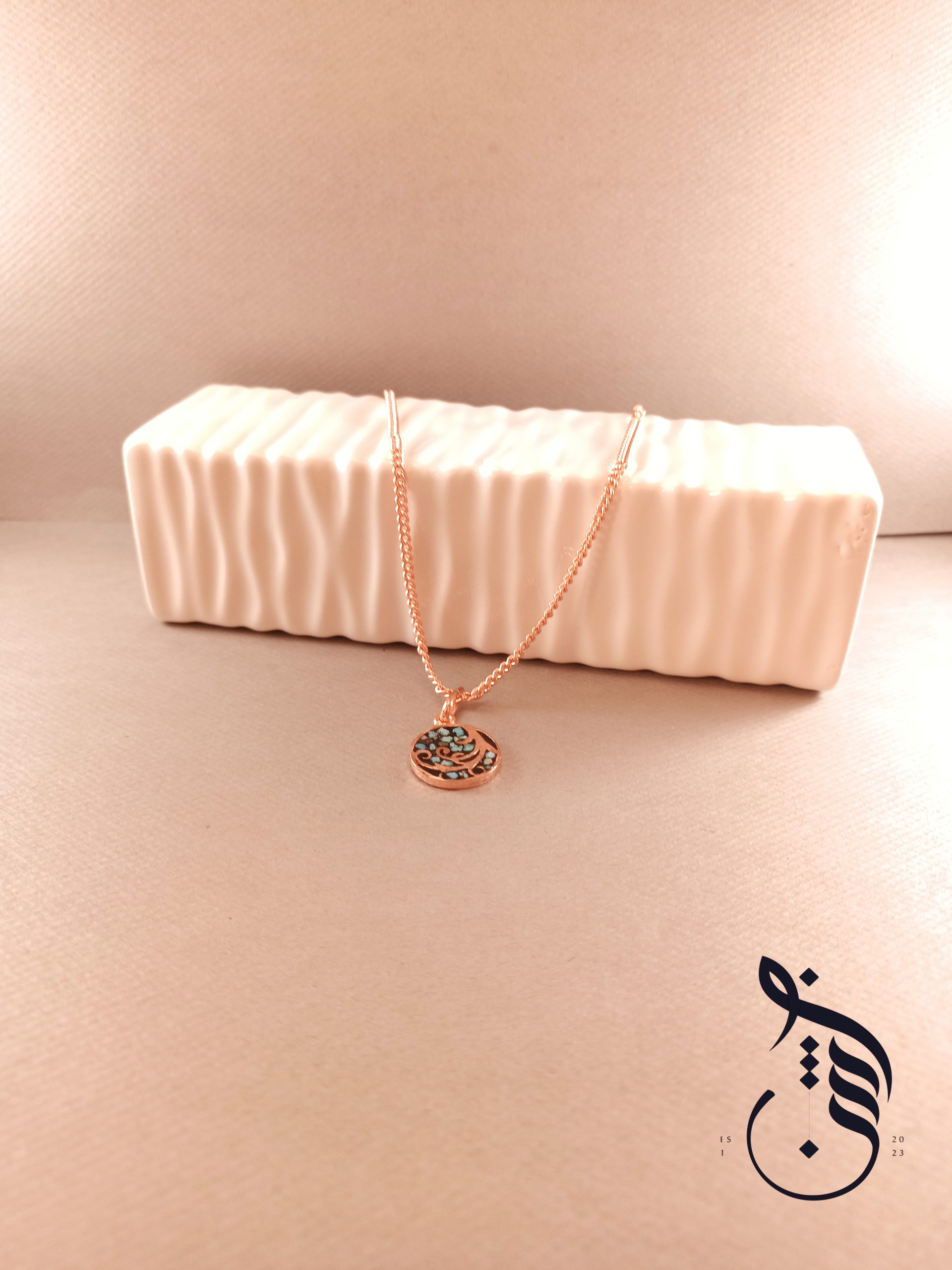 گردنبند مس و فیروزه کوبی درخت زندگی