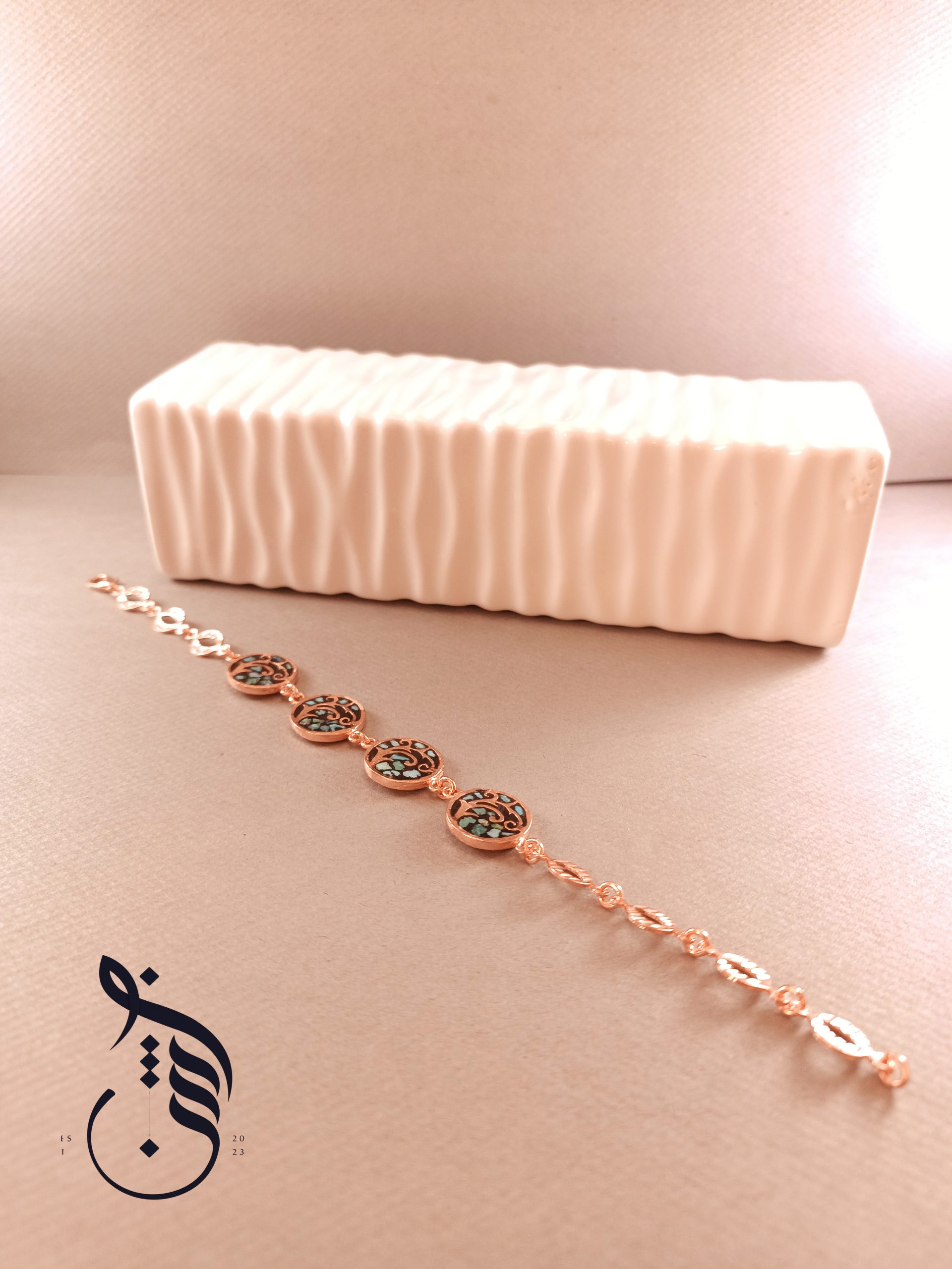 دستبند مس و فیروزه کوبی درخت زندگی