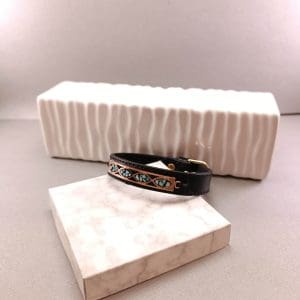 دستبند چرمی مس و فیروزه کوبی آراسته