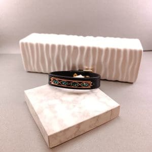 دستبند چرمی مس و فیروزه کوبی آراسته