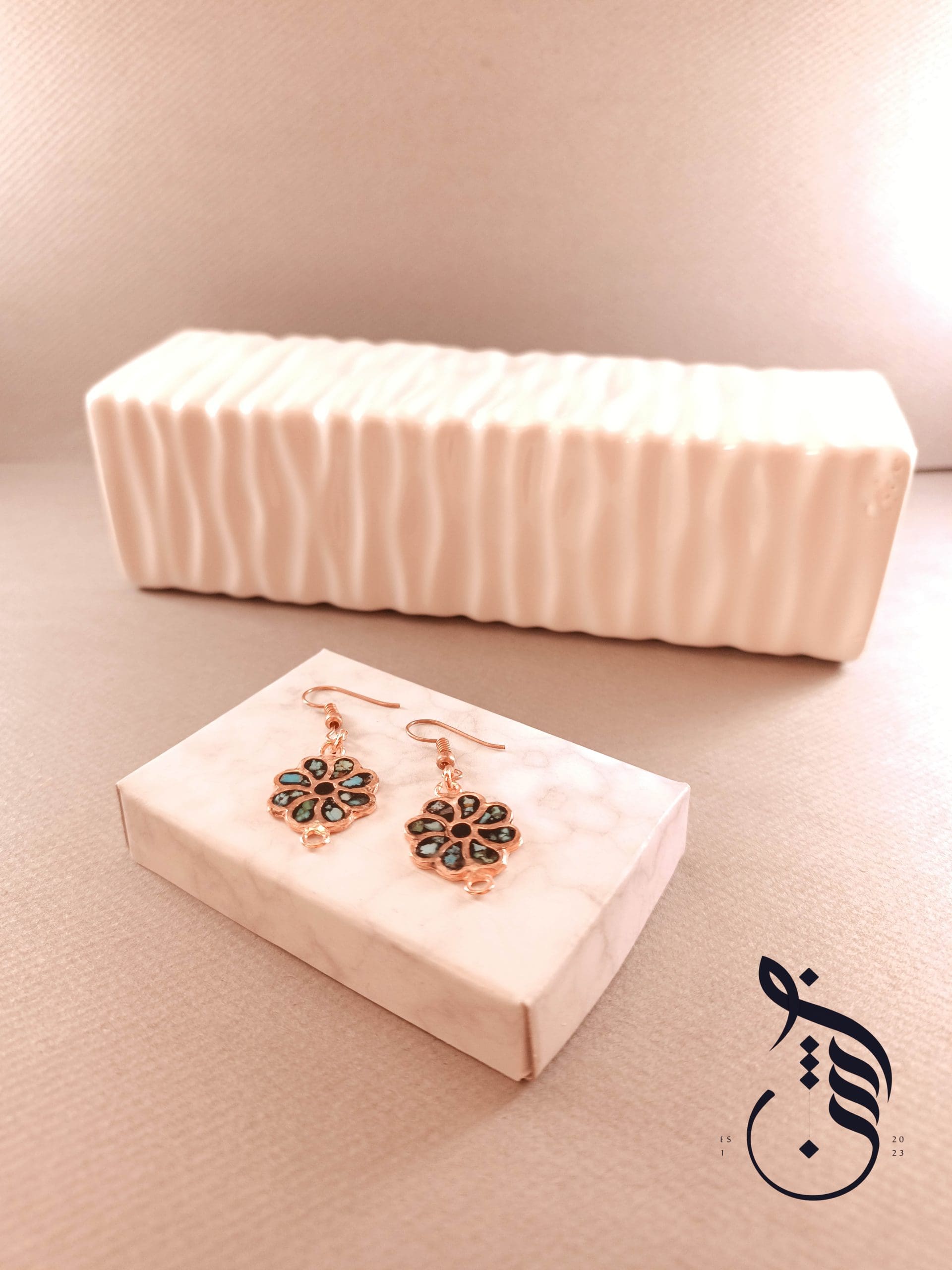 گوشواره مس و فیروزه کوبی باران